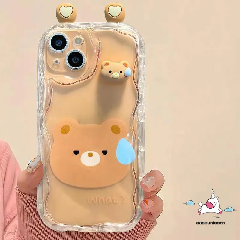 Sweet Cute Cartoon 3D Doll Rabbit Bear Frog Phone Case