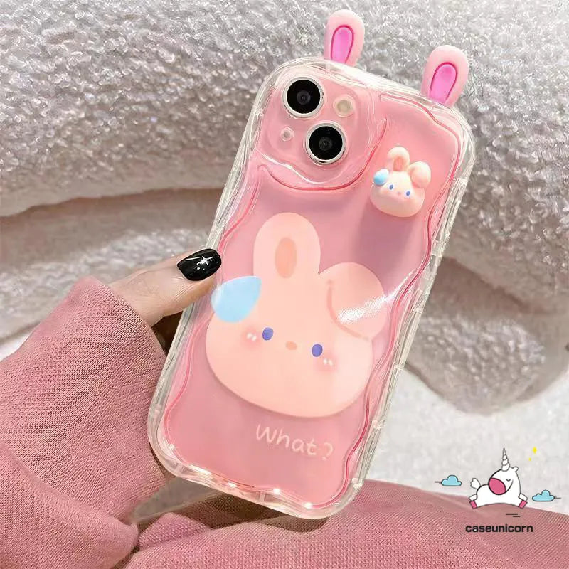 Sweet Cute Cartoon 3D Doll Rabbit Bear Frog Phone Case