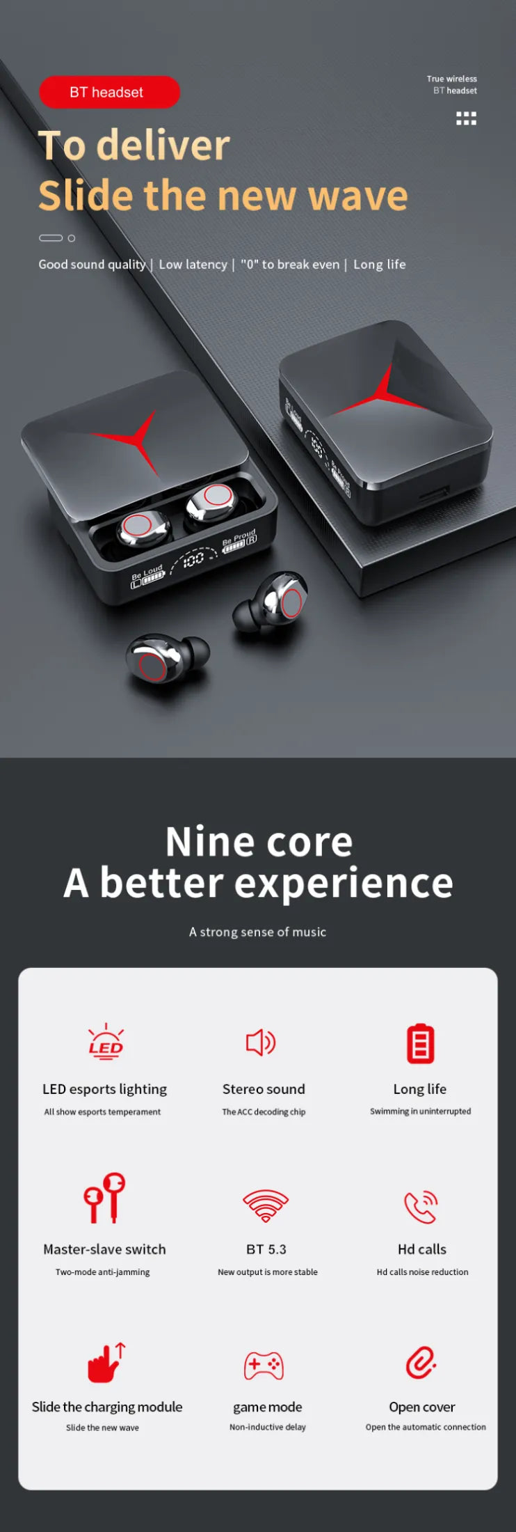 Original M90 TWS Wireless Earbuds Touch Control 5.3 Headset Waterproof 9D Hifi Quality Earphone Stereo Sports Headphones With Microphone Gaming Buds