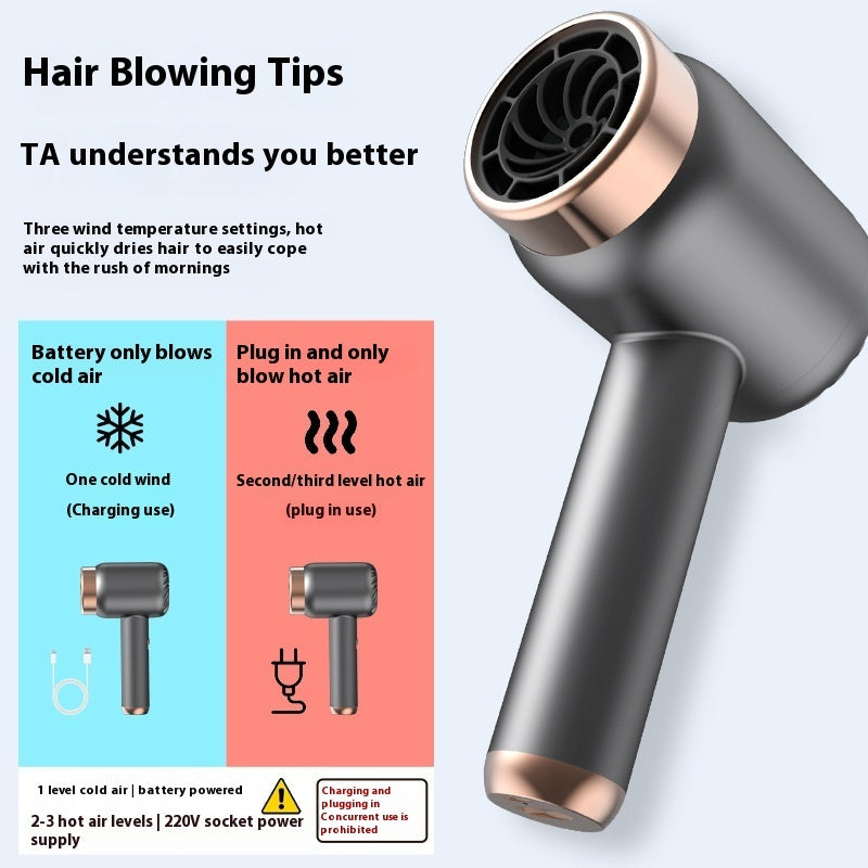 High-speed Wireless Hair Dryer High-power Anion Rechargeable Dormitory Mute
