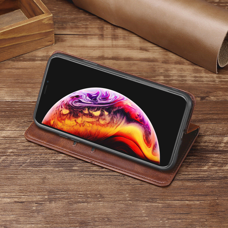 Leather Case, Magnetic Holder Mobile Phone Case