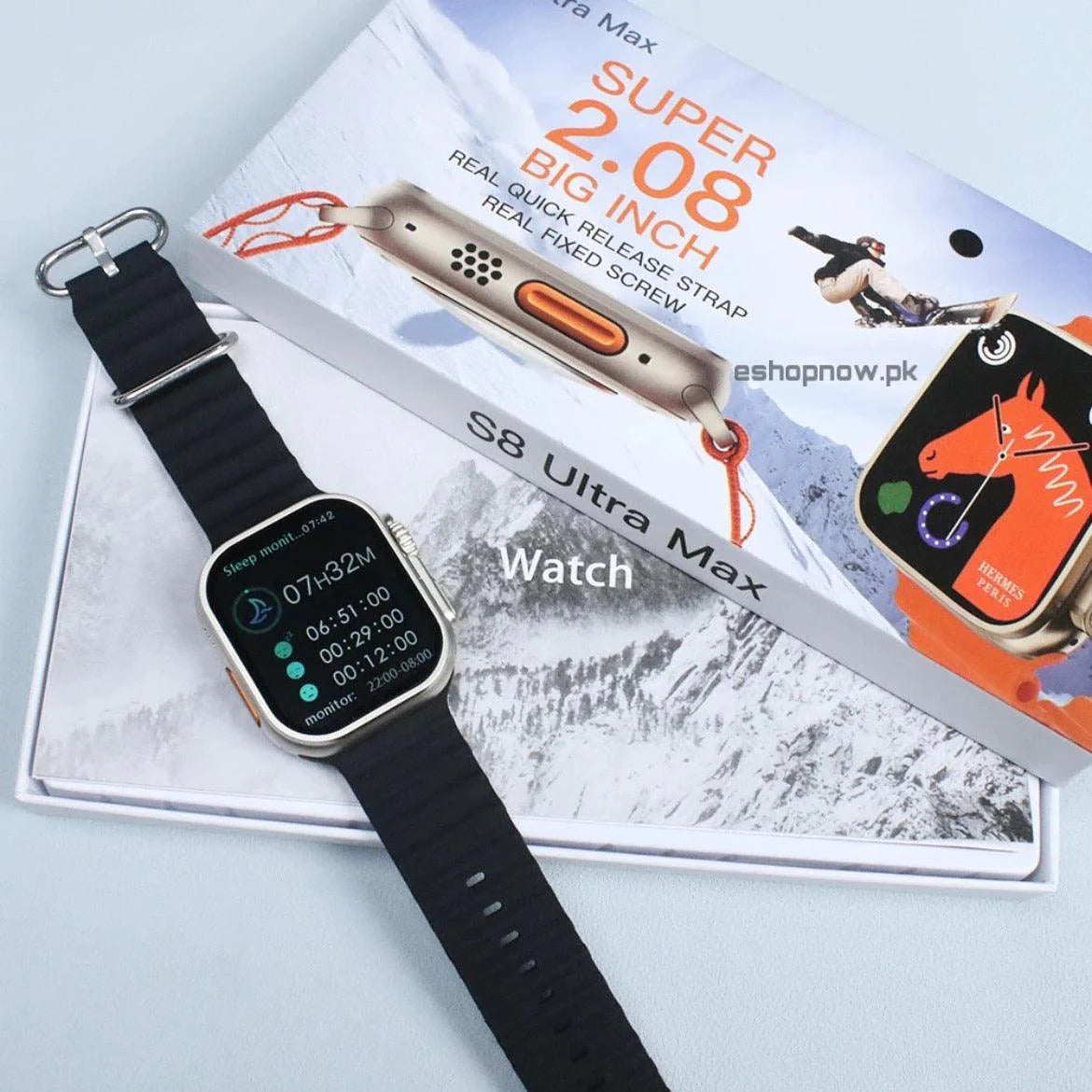 PTA Approved S8 Max Ultra SIM Smart Watch – 1.99" Display, 24 Sports Modes, Bluetooth, Waterproof, Metal Body + Silicone Strap